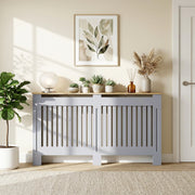 Radiator Cover with Shelf for Extra Storage and Safety Slatted Front Grey Homcom