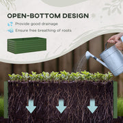 Set of 2 Green Galvanised Steel Raised Garden Beds With Reinforced Rods For Vegetables