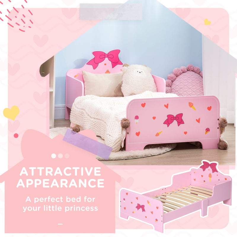 3 Piece Kids Bedroom Furniture Set with Bed Dressing Table and Stool for Ages 3 to 6 Pink AOSOM