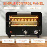 12L Mini Toaster Oven With Timer And Adjustable Heat Ideal For Small Kitchens Black AOSOM