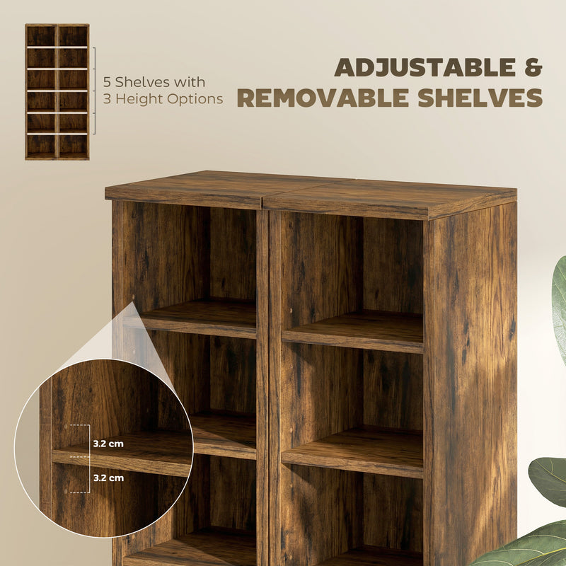 CD and Media Storage Shelves Set of 2 for Organising CDs Games and Books Rustic Brown AOSOM