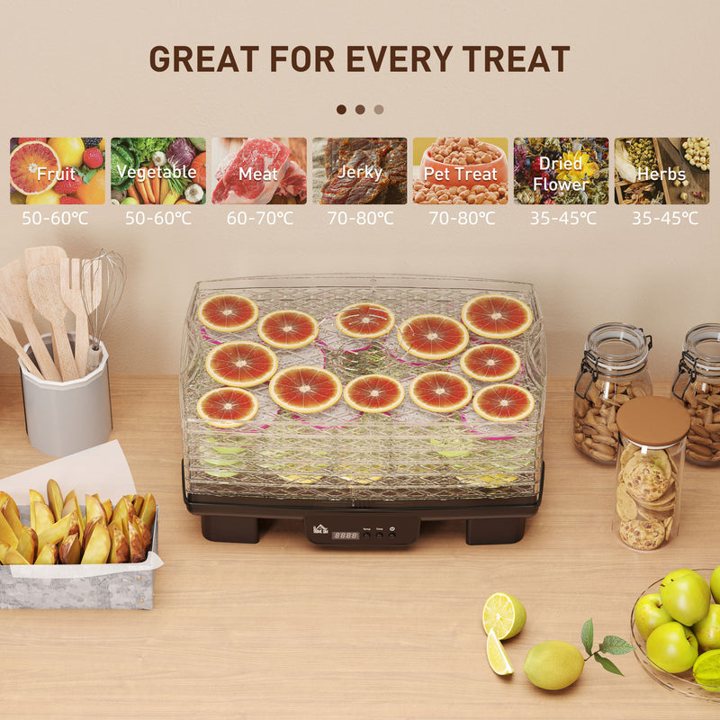 Six-Tray Food Dehydrator Adjustable Temperature 40-70 Degrees Fahrenheit Black by HOMCOM