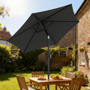 Garden Parasol with Tilting Canopy for Adjustable Shade and UV Protection Black Outsunny