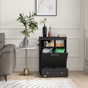 Black Pet Feeder Station With Storage Cabinet and Raised Bowls by PawHut