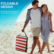 Folding Beach Chair Set with Adjustable Backrest and Carry Bag for Easy Transport Red Outsunny