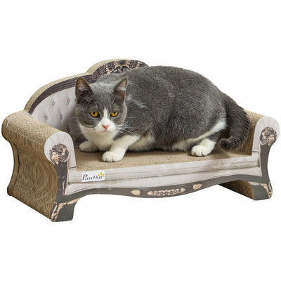 2-in-1 Cat Scratcher with Organic Catnip for Indoor Cats Brown 29.5 x 56 x 26cm by PawHut