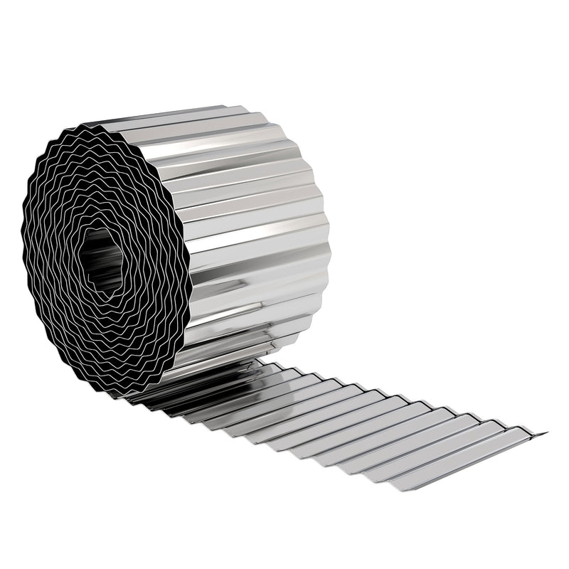 Metal Lawn Edging for Neat Garden Borders Flexible Rustproof Steel Silver Tone AOSOM