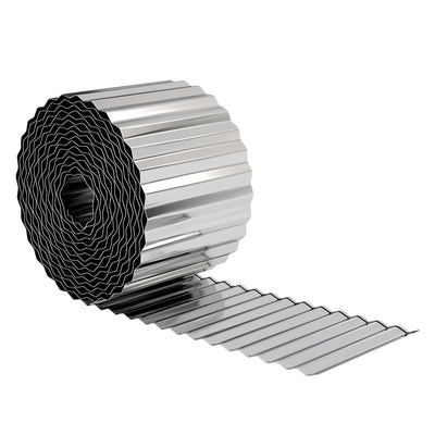 Metal Lawn Edging for Neat Garden Borders Flexible Rustproof Steel Silver Tone AOSOM