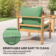 Garden Chair Cushion Set for Lasting Outdoor Comfort with Removable Washable Covers Green Outsunny