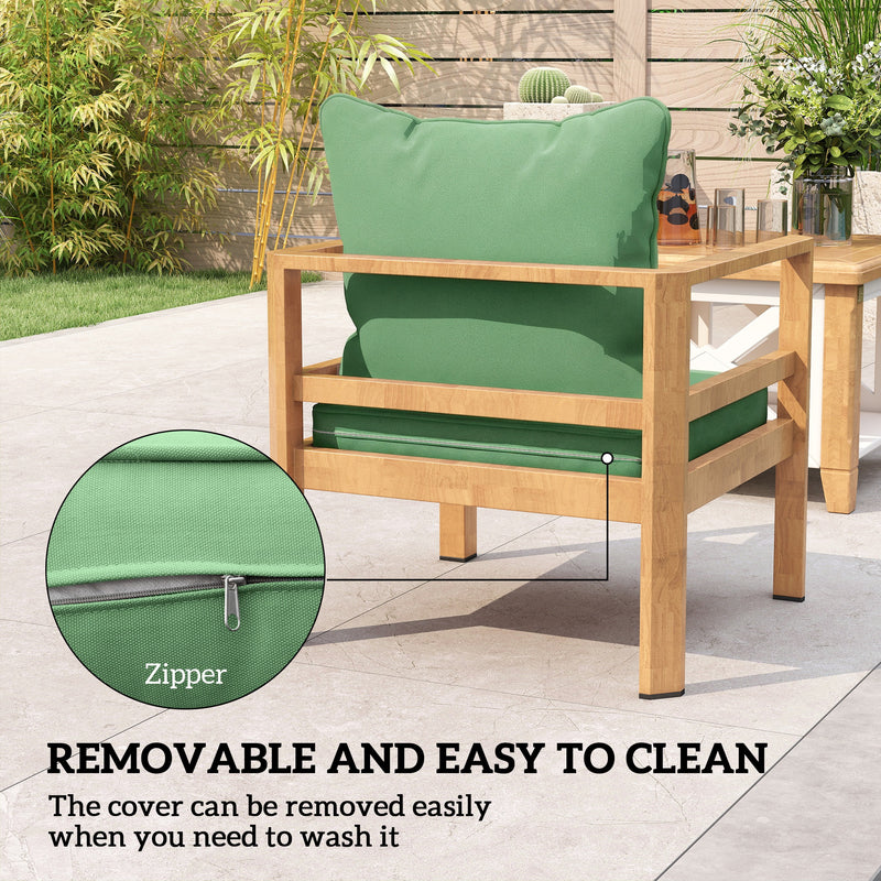 Garden Chair Cushion Set for Lasting Outdoor Comfort with Removable Washable Covers Green Outsunny