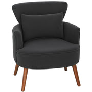 Retro Corduroy Accent Chair With Padded Seat Ideal for Living Rooms or Bedrooms Black