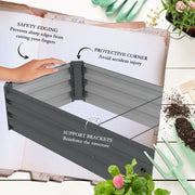 Set of 2 Galvanised Steel Raised Garden Planters 60 x 240cm With Open Bottom for Drainage