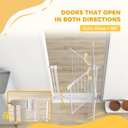 Pressure Fit Pet Safety Gate With One Hand And Two Way Opening For Doorways, White AOSOM