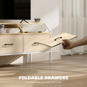 TV Stand Cabinet for 55 Inch TVs with Storage Drawers and Shelves for Living Room, Natural Wood