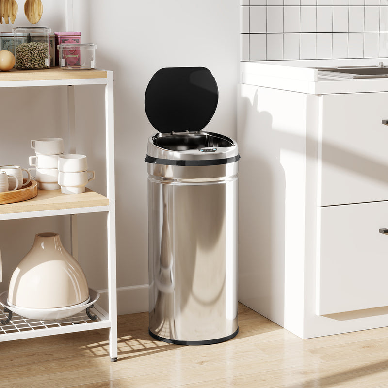 Automatic 42L Automatic Kitchen Sensor Bin with Soft Close Lid Ideal for Home Use, Stainless Steel