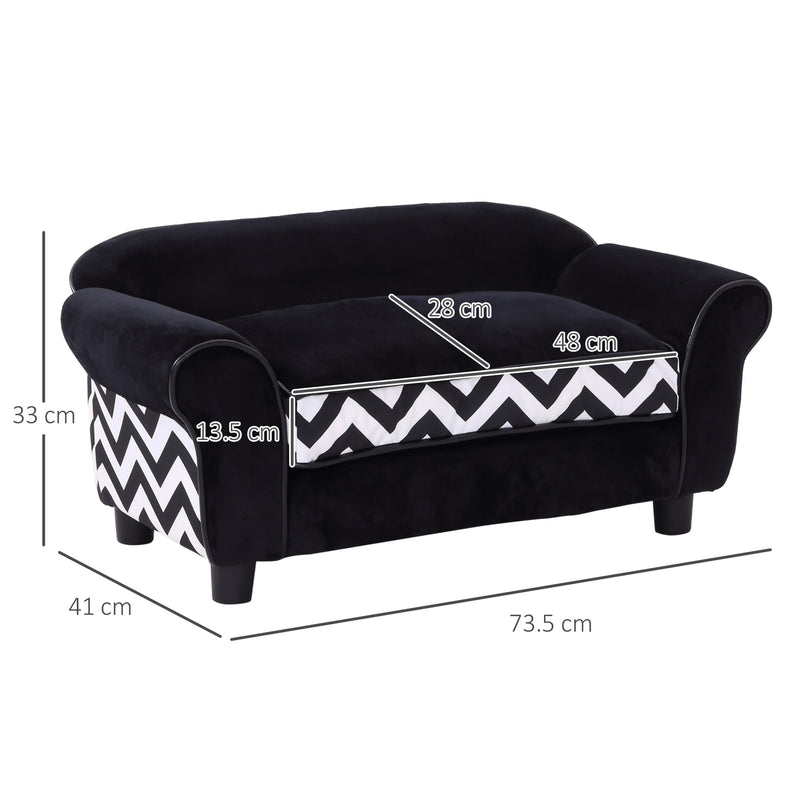 Small Pet Sofa Bed with Soft Cushion and Removable Cover for Dogs and Cats Black
