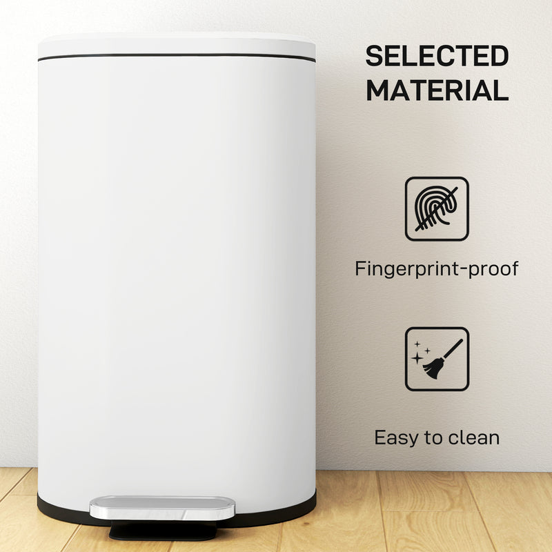 Cream 30L Curved Kitchen Bin with Soft Close Lid Ideal for Modern Homes