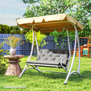 Light Grey 2 Seater Garden Bench Cushion with Backrest and Ties 98 x 100cm by Outsunny