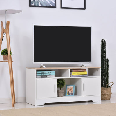 White/Wood 42 Inch TV Stand with Cabinets Homcom