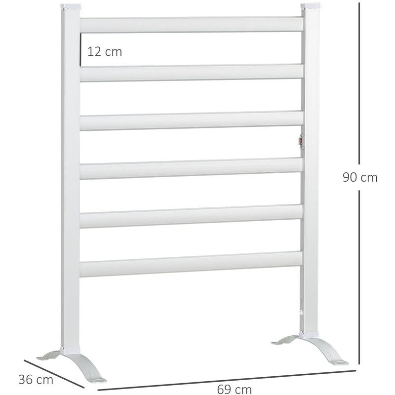 Electric Towel Warmer, 6-Bar, Plug-in, Silver