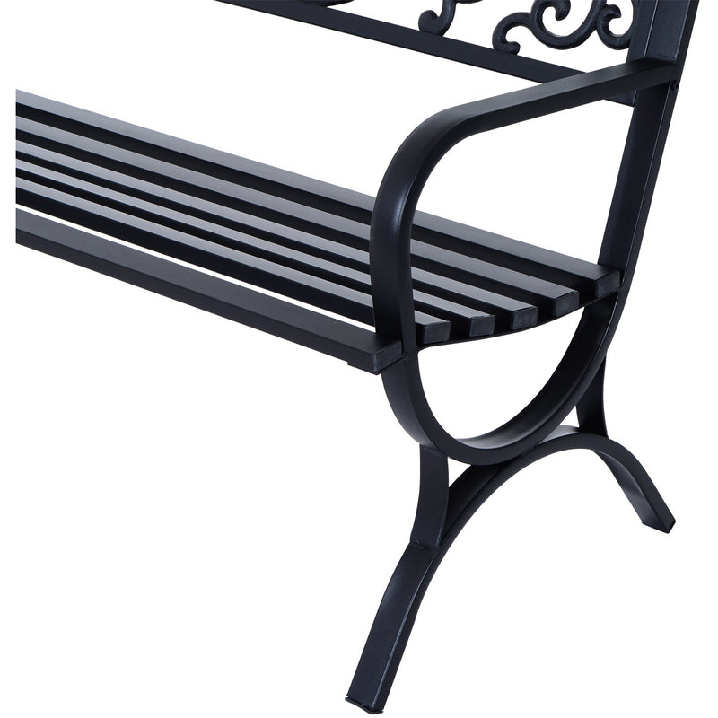 2 Seater Metal Garden Bench Outsunny
