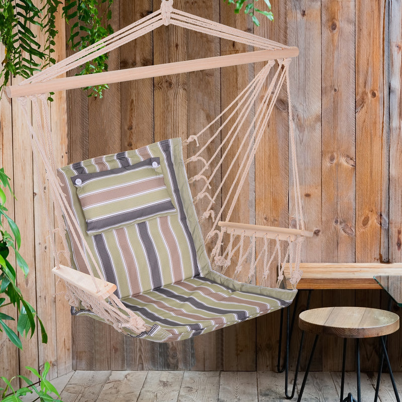 Outdoor Hanging Hammock Chair, Thick Rope, Multicoloured Outsunny