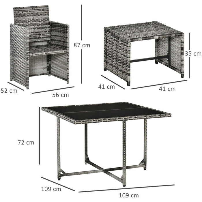 Rattan Cube Dining Set, Mixed Grey, Seats 8