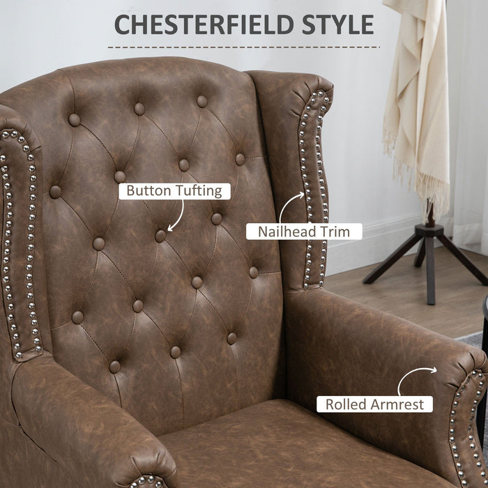 Wingback Accent Chair, Chesterfield, Brown