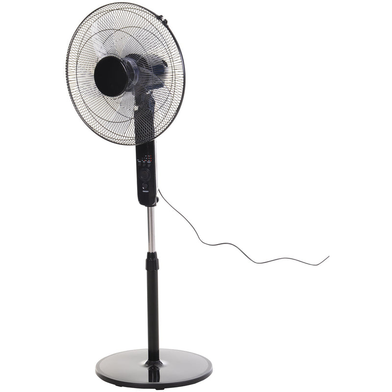 HOMCOM Oscillating Floor Fan W/ Remote Control-Standing Cooling Machine Indoor Air Refresher w/ Adjustable Height, Speed Mode, 7.5-Hour Timer Black Homcom