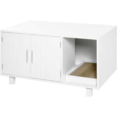 Nightstand Cat Litter Box Enclosure  - White Pawhut