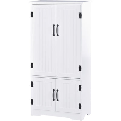 White Floor Storage Cabinet w/ Adjustable Shelves Homcom