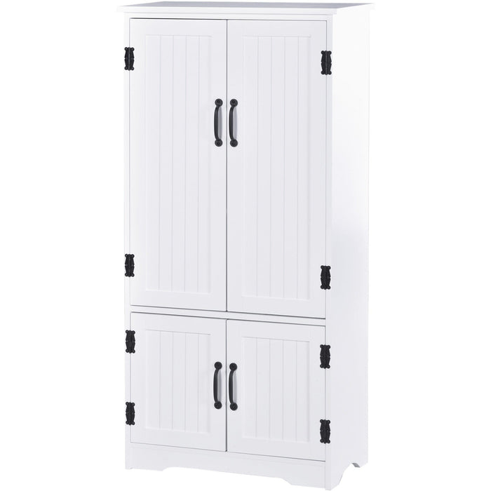 White Floor Storage Cabinet w/ Adjustable Shelves