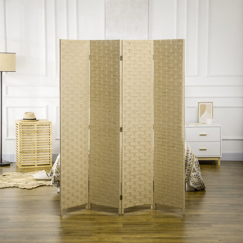 Brown Wave 4-Panel Room Divider, 170cm