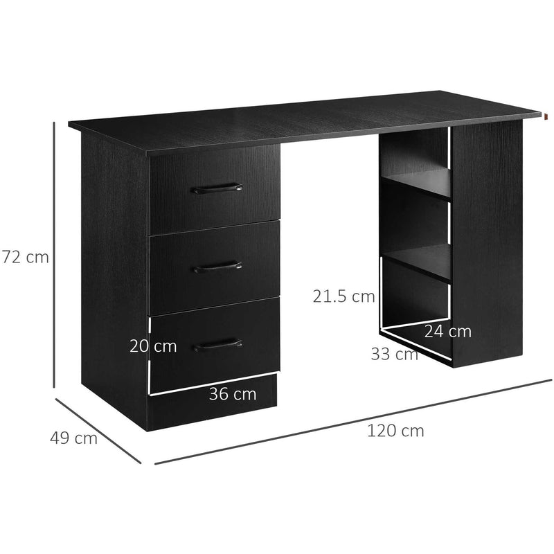 120cm Home Office Computer Desk with Storage Shelves