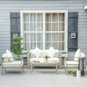 Garden Furniture Sofa and Table, Gold Frames, Cream Cushions Outsunny