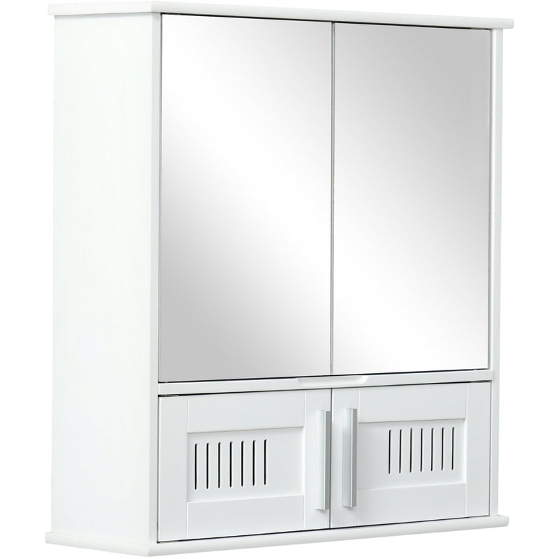 Wall Mounted Bathroom Mirror Cabinet, Double Doors 55 x 17cm