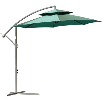 2.7m Banana Cantilever Parasol, Crank, Double Tier Canopy Outsunny