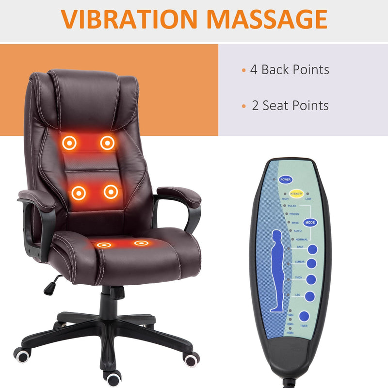 6 Point Vibrating Massage Office Chair, Swivel, Footrest