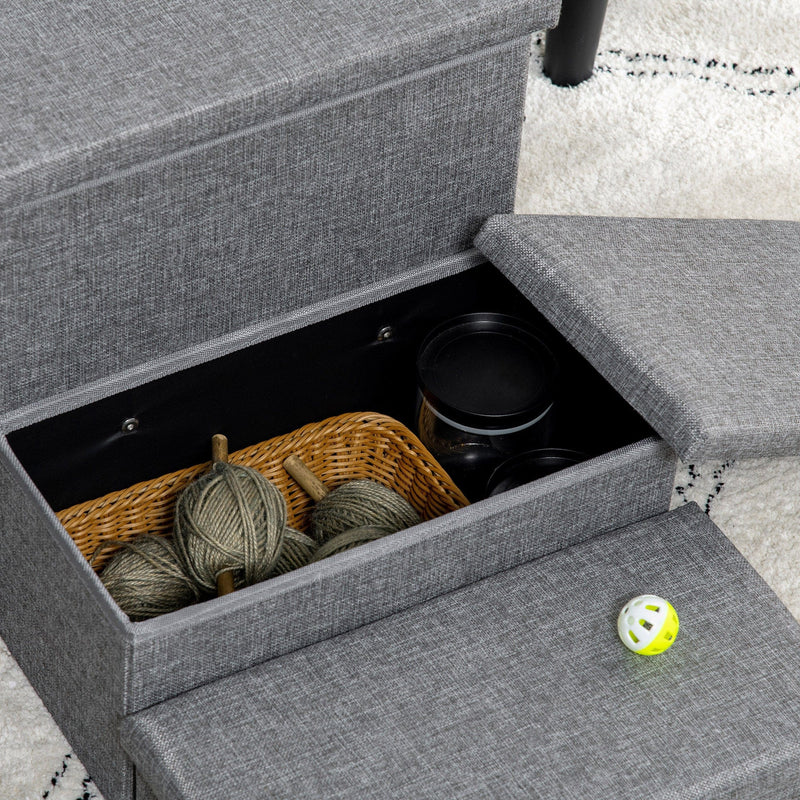 Pet Steps With Storage, 3 Steps, Grey
