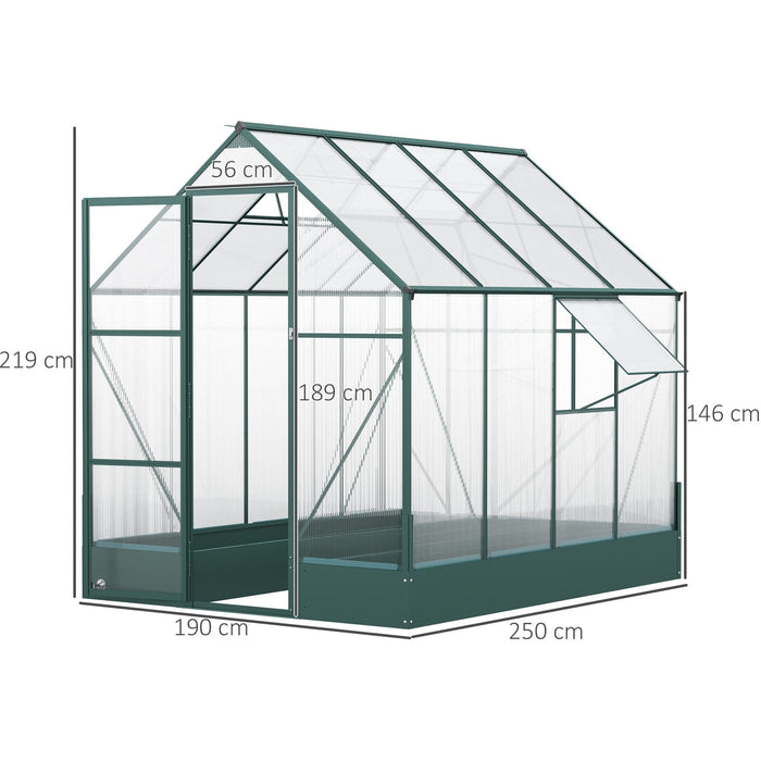 6x8ft Polycarbonate Greenhouse, Custom Interior, Steel Frame