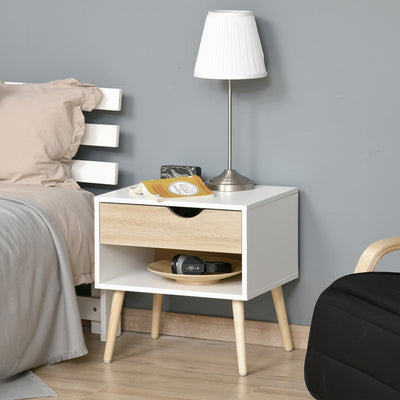 Bedside Table, Drawer & Shelf, Nightstand Homcom