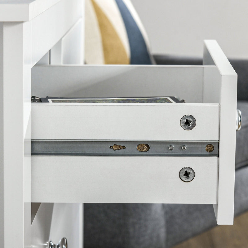 Modern 5 Drawer Chest, Metal Handles, Bedroom Storage, White