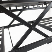 Outsunny Outdoor Metal Frame Bench Patio Park Garden Seating Chair with Foldable Middle Table Outsunny