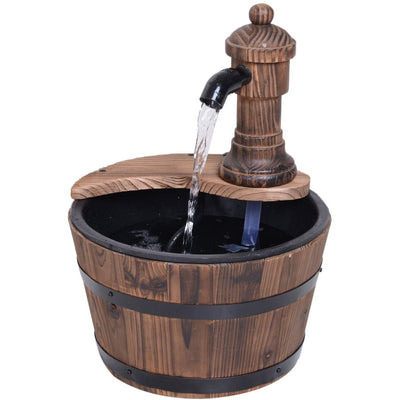 Garden Water Fountain with Plug In Electric Pump for Easy Relaxation Carbonised Wood Outsunny