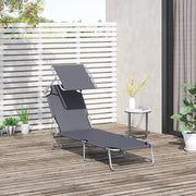 Folding Sun Lounger With Canopy Outsunny