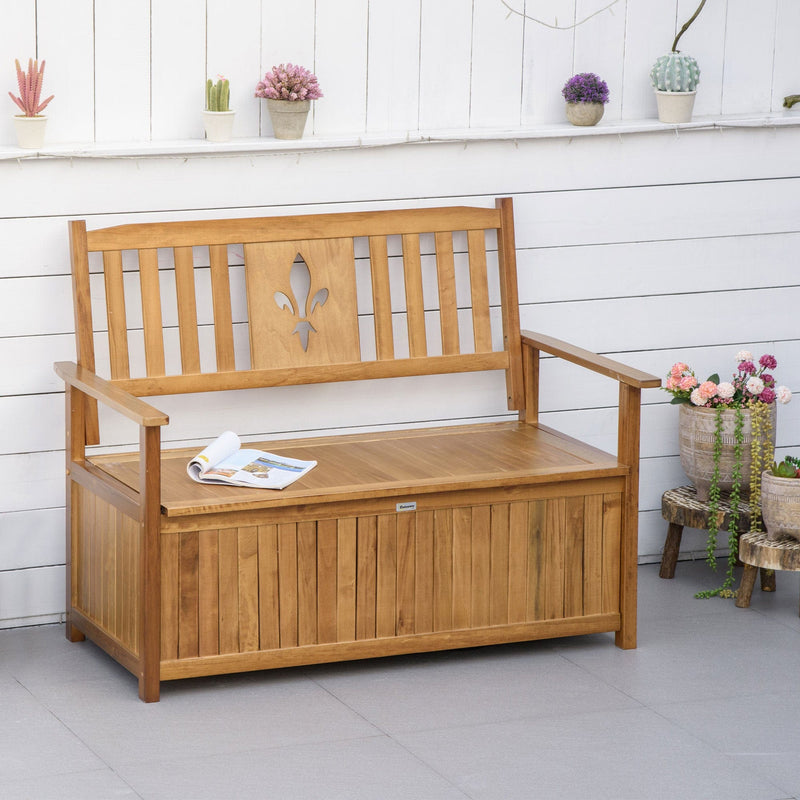 Outsunny 2 Seater Wooden Garden Bench With Storage