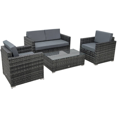 4 Seater Garden Furniture Set, Hand-Woven PE Wicker Outsunny