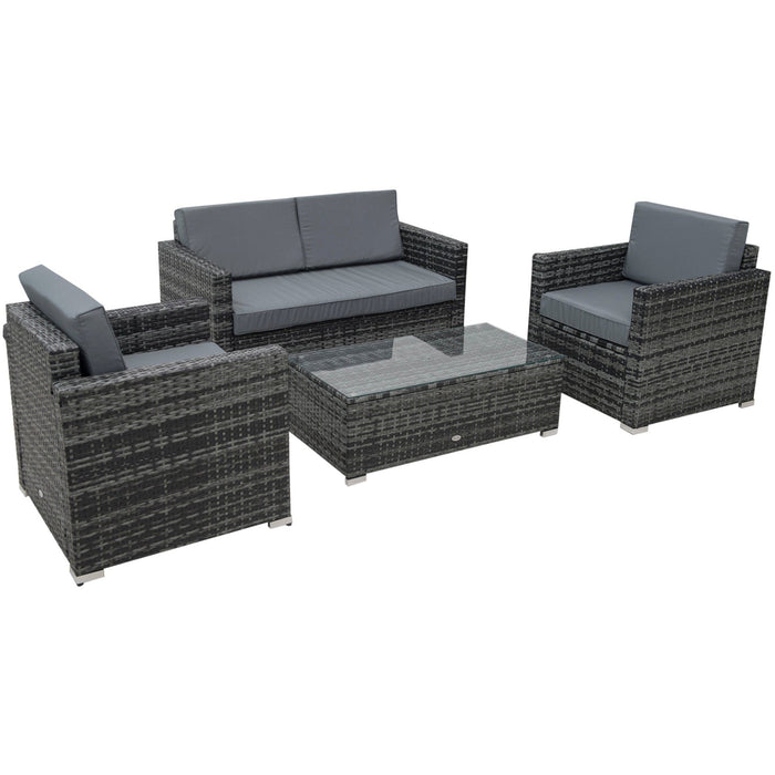 4 Seater Garden Furniture Set, Hand-Woven PE Wicker