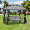 3 Seater Garden Swing Seat With Canopy, Grey Outsunny