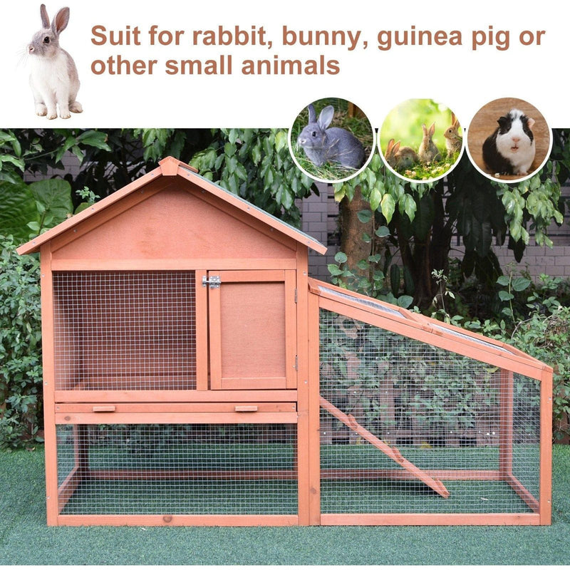 Large Outdoor 2-Tier Rabbit Hutch with Run